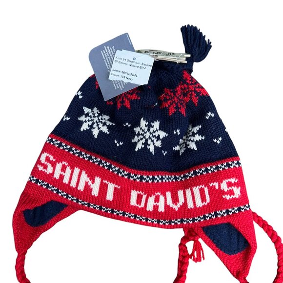 Vermont Originals Turtle Fur NEW NWT blue red Snowflakes Fair isle trap ski hat - Picture 1 of 4